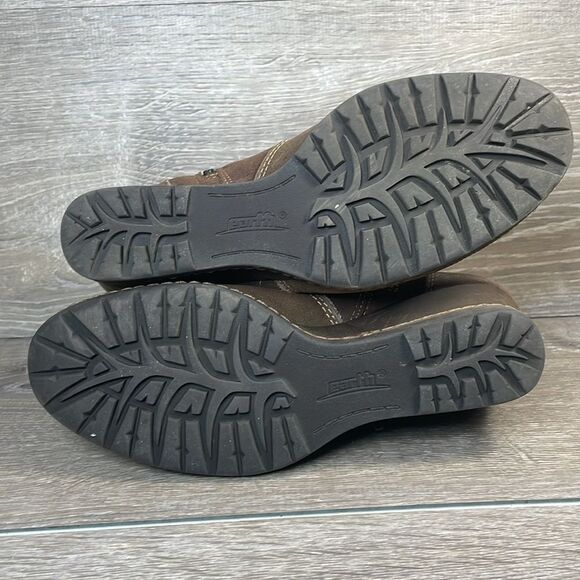 Earth Hilltopper Brown Leather Women’s Sz 8.5B Zip Braid Hidden Wedge Ankle Boot - Picture 8 of 12